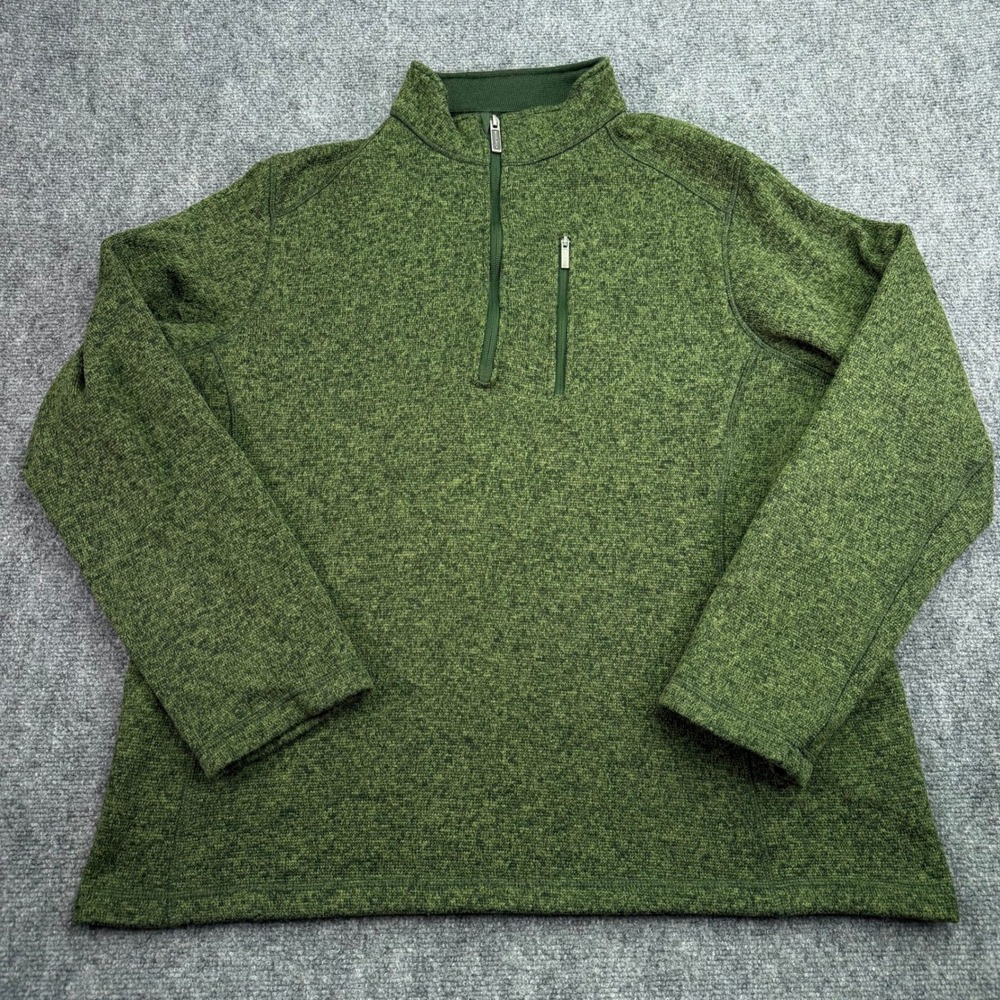 Woolrich Sweater Mens Extra Large Green 1/4 Zip Pullover Mock Neck‎